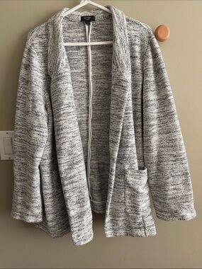 Lord & Taylor Gray Marled Open-Front blazer sweater jacket